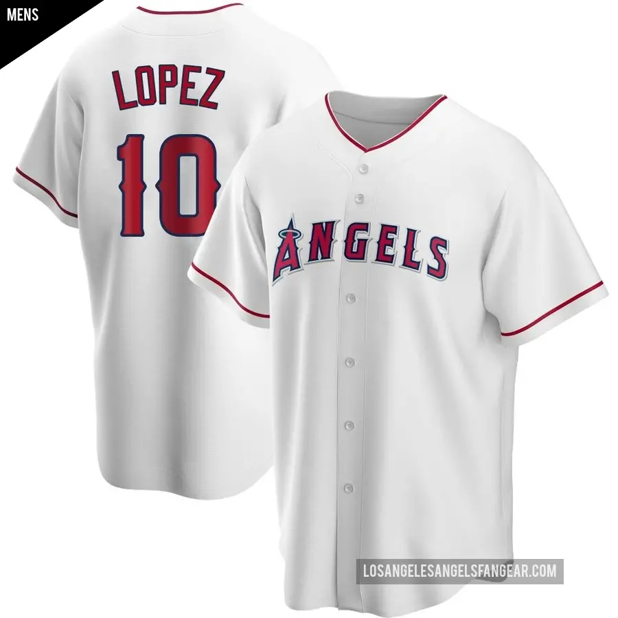 Men's Los Angeles Angels ＃10 Jack Lopez Replica White Home Jersey