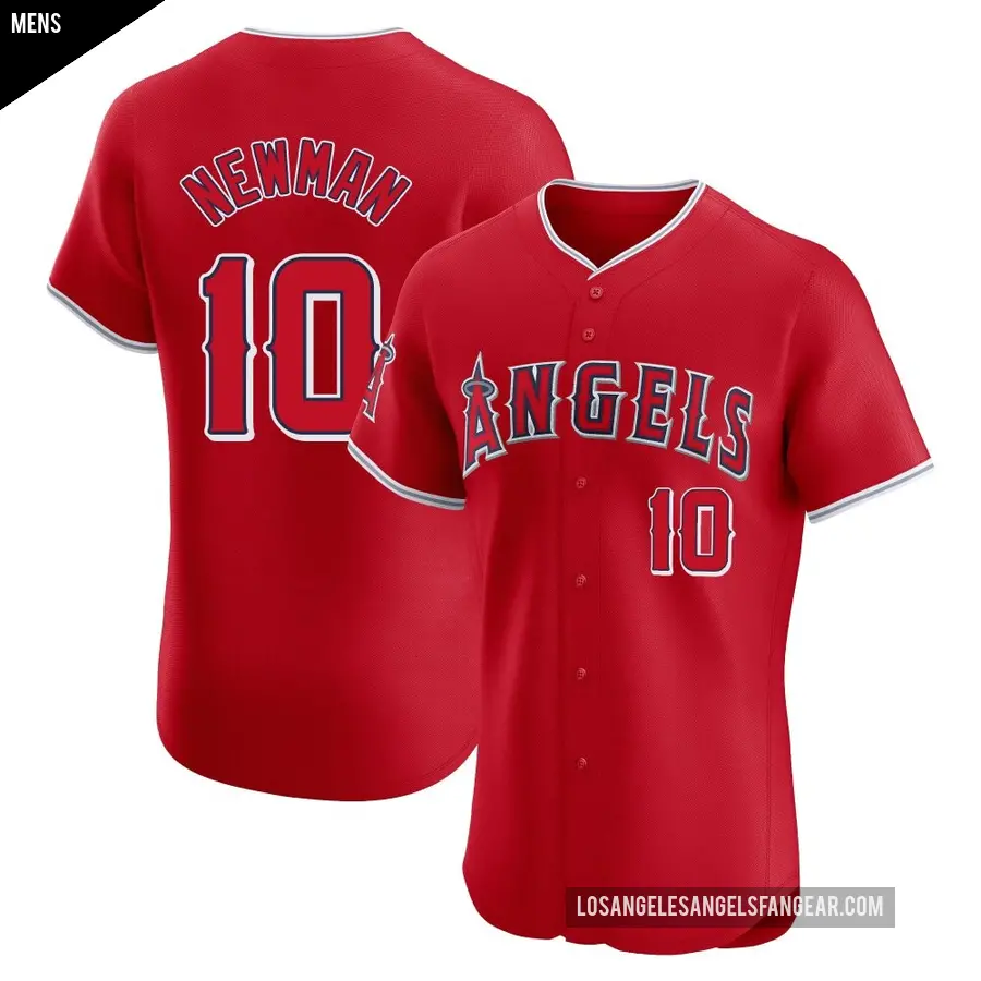 Men's Los Angeles Angels ＃10 Kevin Newman Elite Red Alternate Jersey