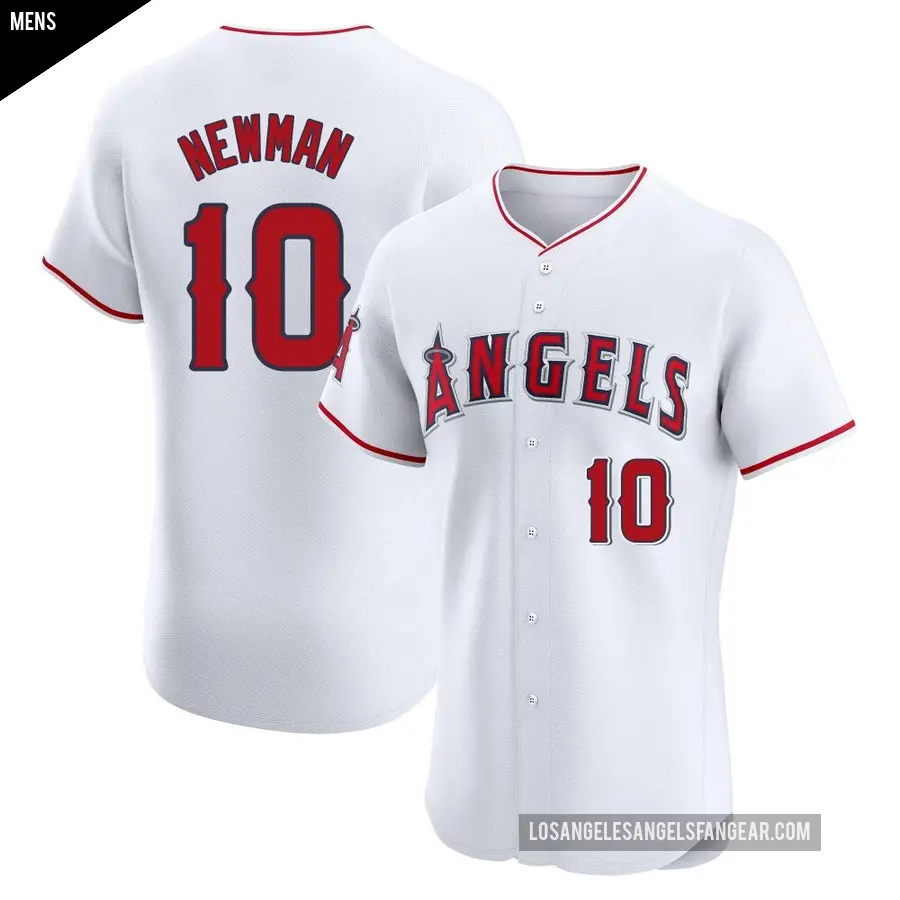 Men's Los Angeles Angels ＃10 Kevin Newman Elite White Home Jersey