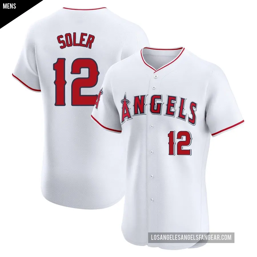 Men's Los Angeles Angels ＃12 Jorge Soler Elite White Home Jersey
