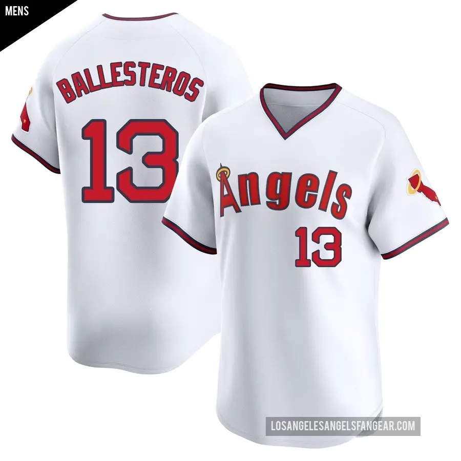 Men's Los Angeles Angels ＃13 Moises Ballesteros Limited White Alternate 2 Jersey