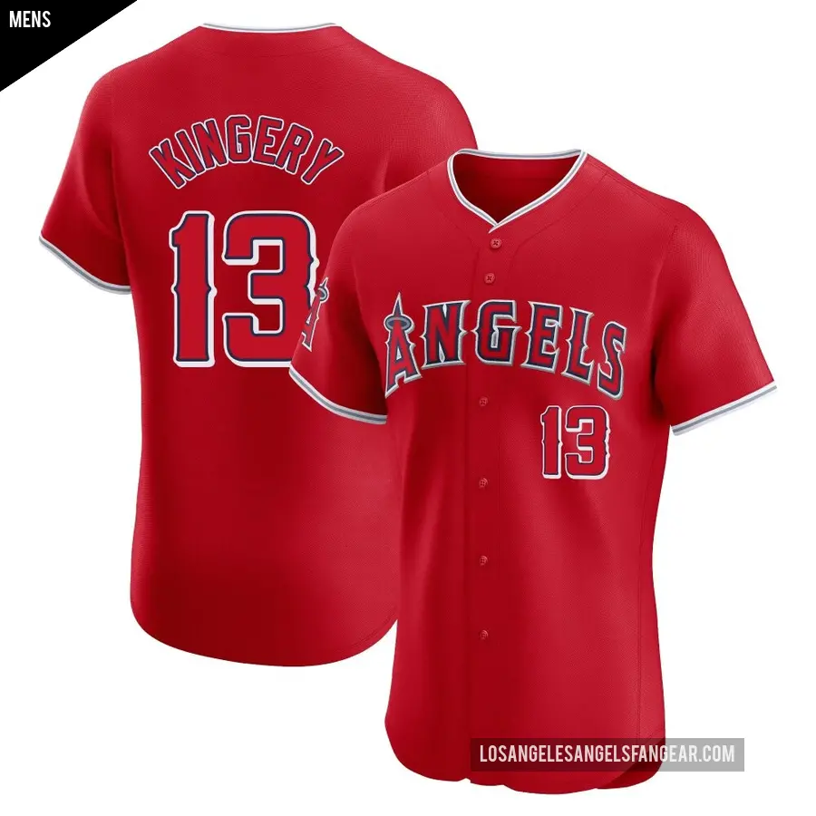 Men's Los Angeles Angels ＃13 Scott Kingery Elite Red Alternate Jersey