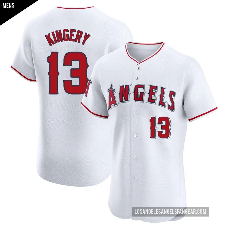Men's Los Angeles Angels ＃13 Scott Kingery Elite White Home Jersey