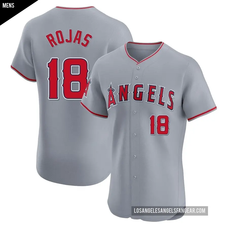 Men's Los Angeles Angels ＃18 Jose Rojas Elite Gray Road Jersey