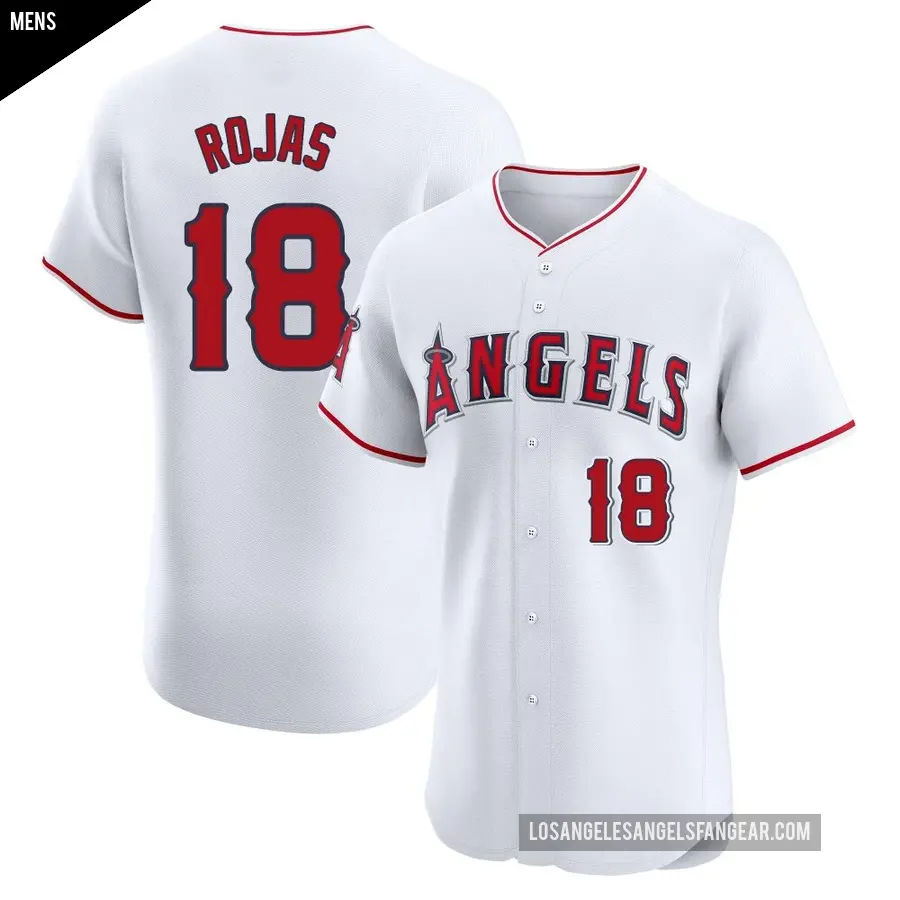 Men's Los Angeles Angels ＃18 Jose Rojas Elite White Home Jersey