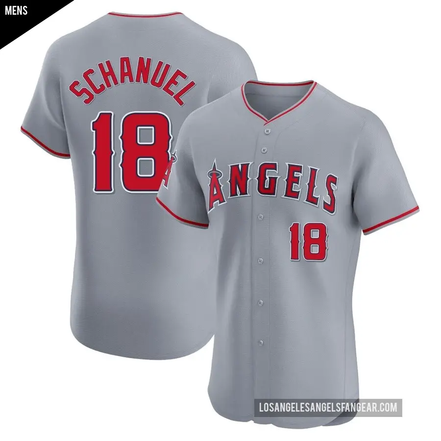 Men's Los Angeles Angels ＃18 Nolan Schanuel Elite Gray Road Jersey