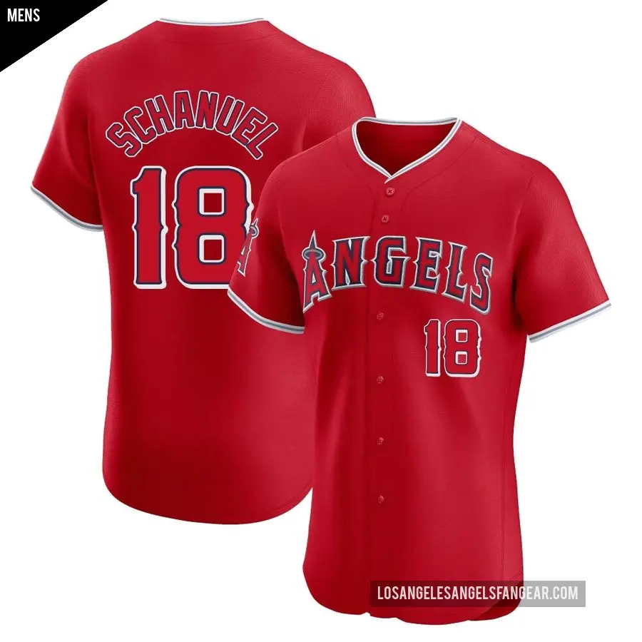 Men's Los Angeles Angels ＃18 Nolan Schanuel Elite Red Alternate Jersey
