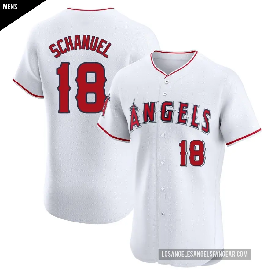 Men's Los Angeles Angels ＃18 Nolan Schanuel Elite White Home Jersey