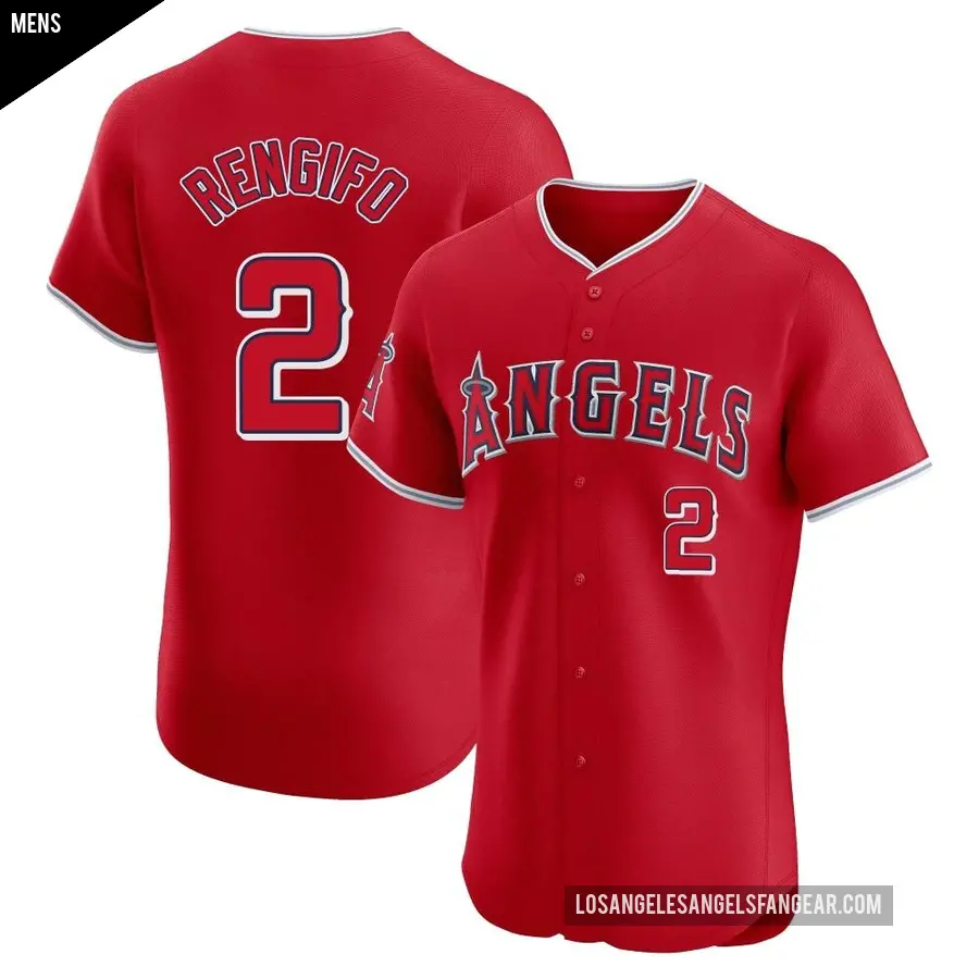 Men's Los Angeles Angels ＃2 Luis Rengifo Elite Red Alternate Jersey