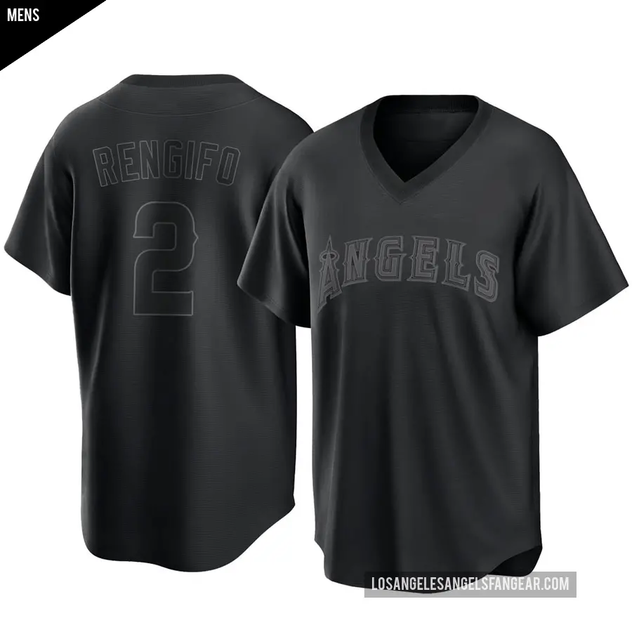 Men's Los Angeles Angels ＃2 Luis Rengifo Replica Black Pitch Fashion Jersey