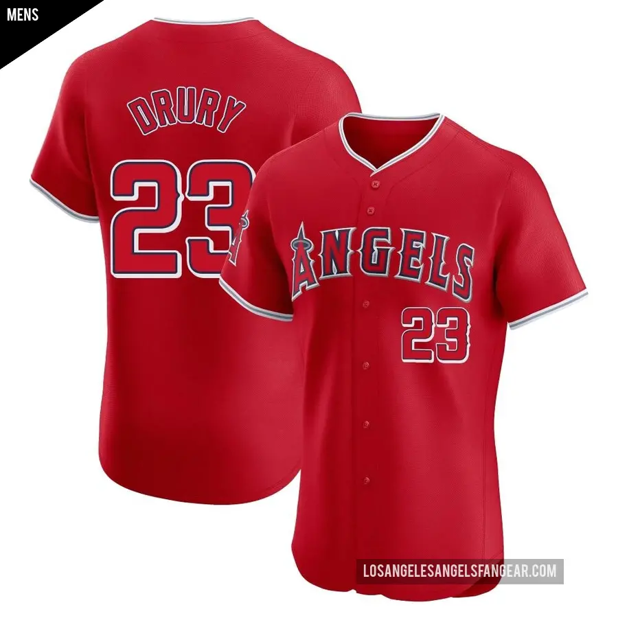 Men's Los Angeles Angels ＃23 Brandon Drury Elite Red Alternate Jersey