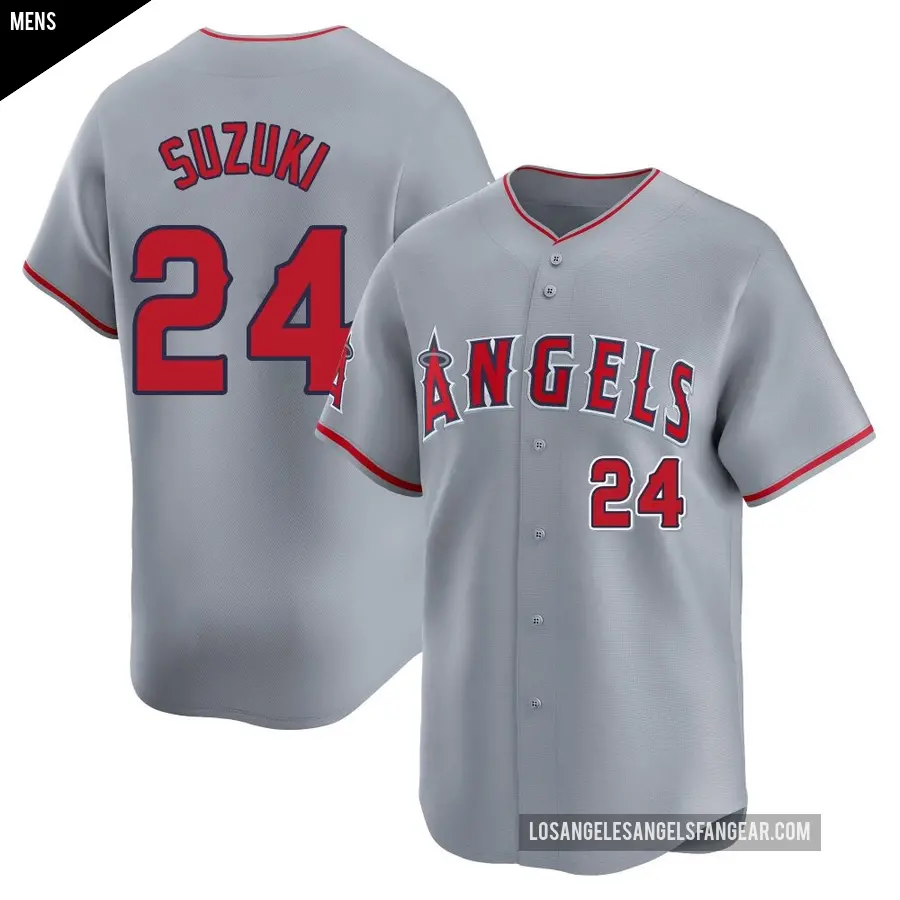 Men's Los Angeles Angels ＃24 Kurt Suzuki Limited Gray Away Jersey