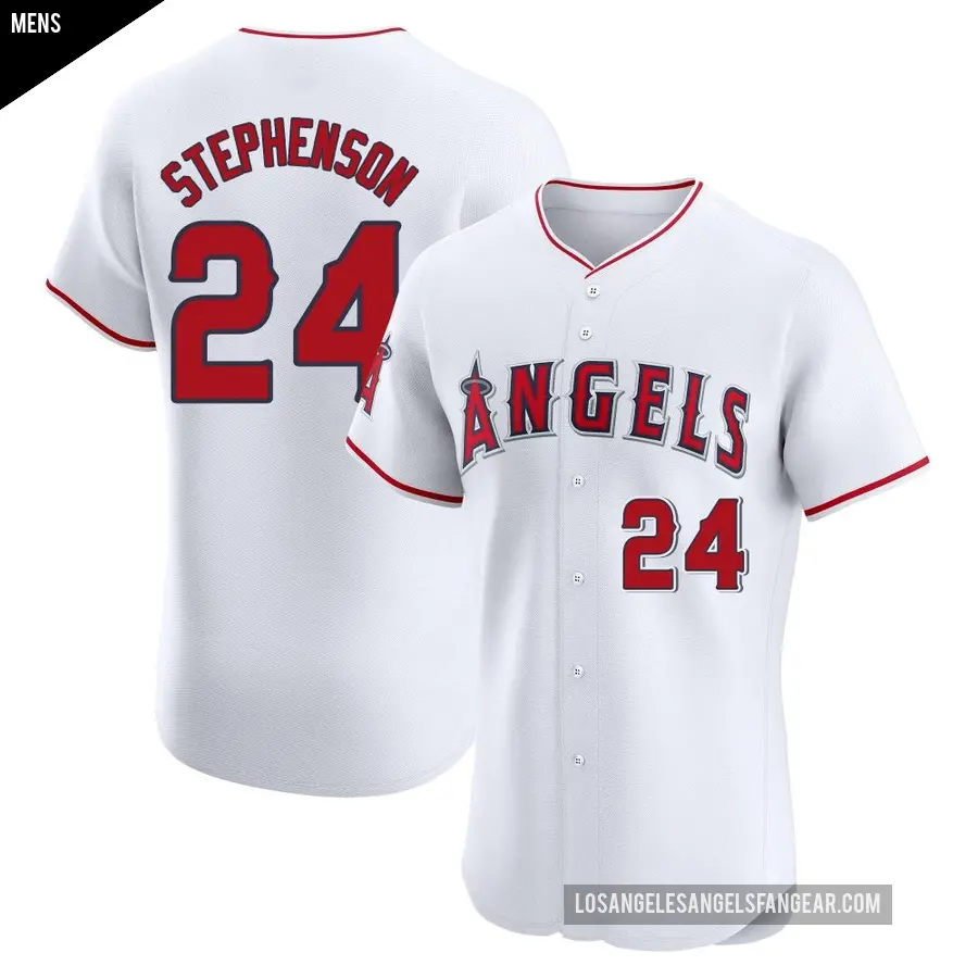 Men's Los Angeles Angels ＃24 Robert Stephenson Elite White Home Jersey