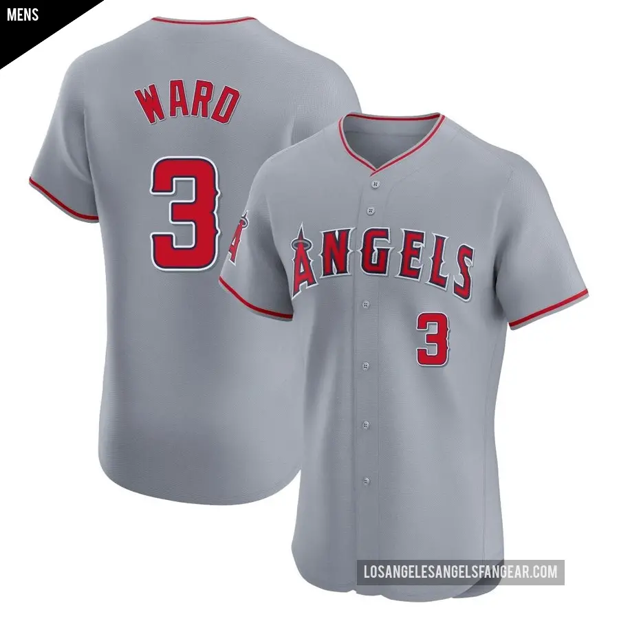 Men's Los Angeles Angels ＃3 Taylor Ward Elite Gray Road Jersey