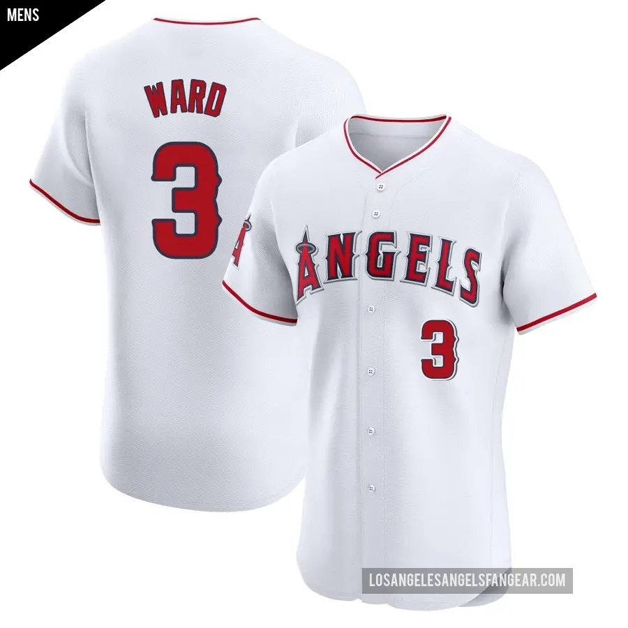 Men's Los Angeles Angels ＃3 Taylor Ward Elite White Home Jersey