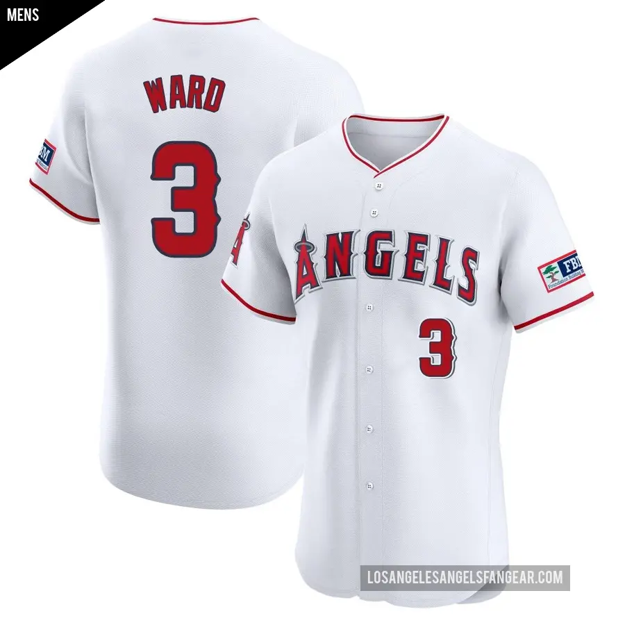 Men's Los Angeles Angels ＃3 Taylor Ward Elite White Home Patch Jersey