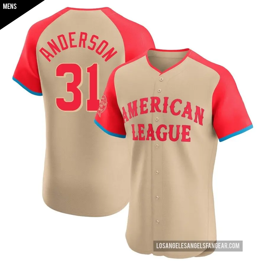 Men's Los Angeles Angels ＃31 Tyler Anderson Elite Cream American League 2024 All-Star Game Jersey