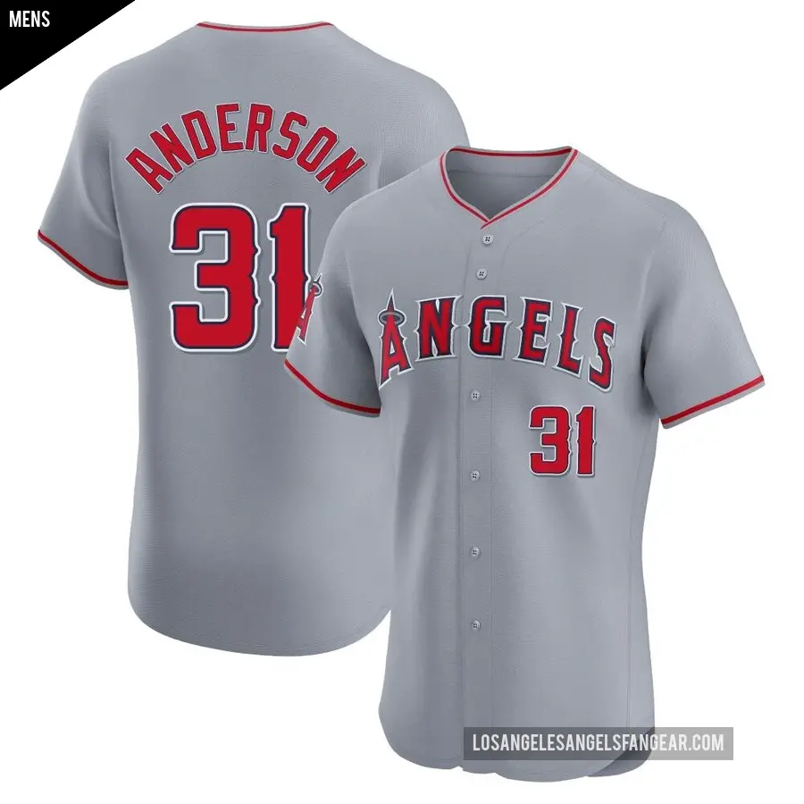 Men's Los Angeles Angels ＃31 Tyler Anderson Elite Gray Road Jersey