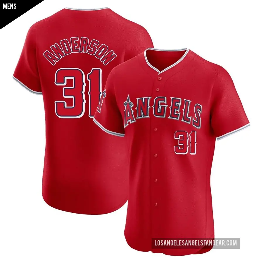 Men's Los Angeles Angels ＃31 Tyler Anderson Elite Red Alternate Jersey