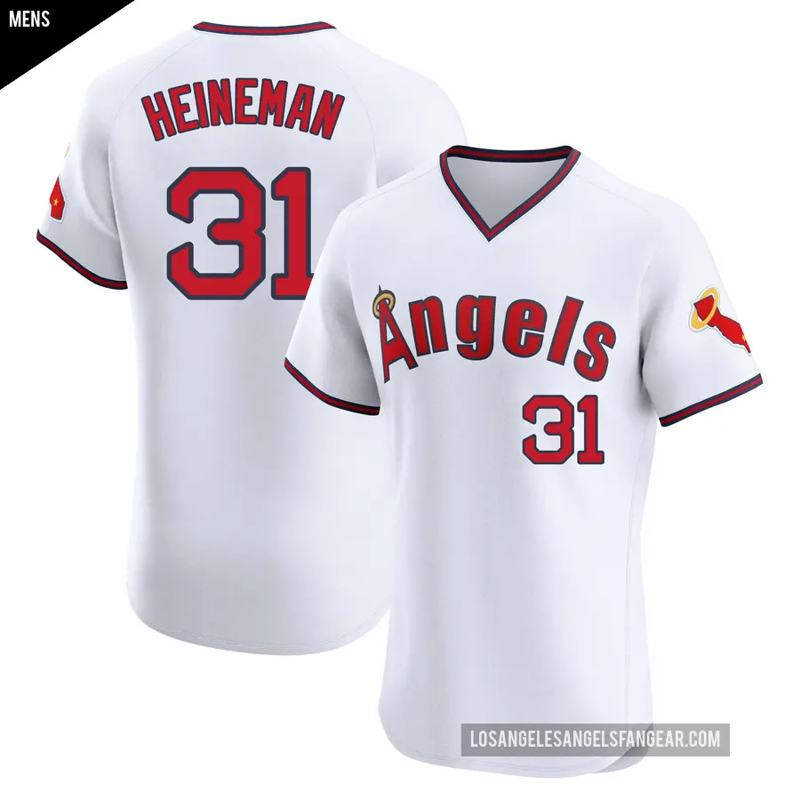 Men's Los Angeles Angels ＃31 Tyler Heineman Elite White Alternate 2 Jersey