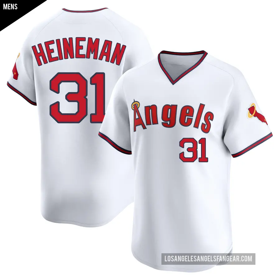 Men's Los Angeles Angels ＃31 Tyler Heineman Limited White Alternate 2 Jersey