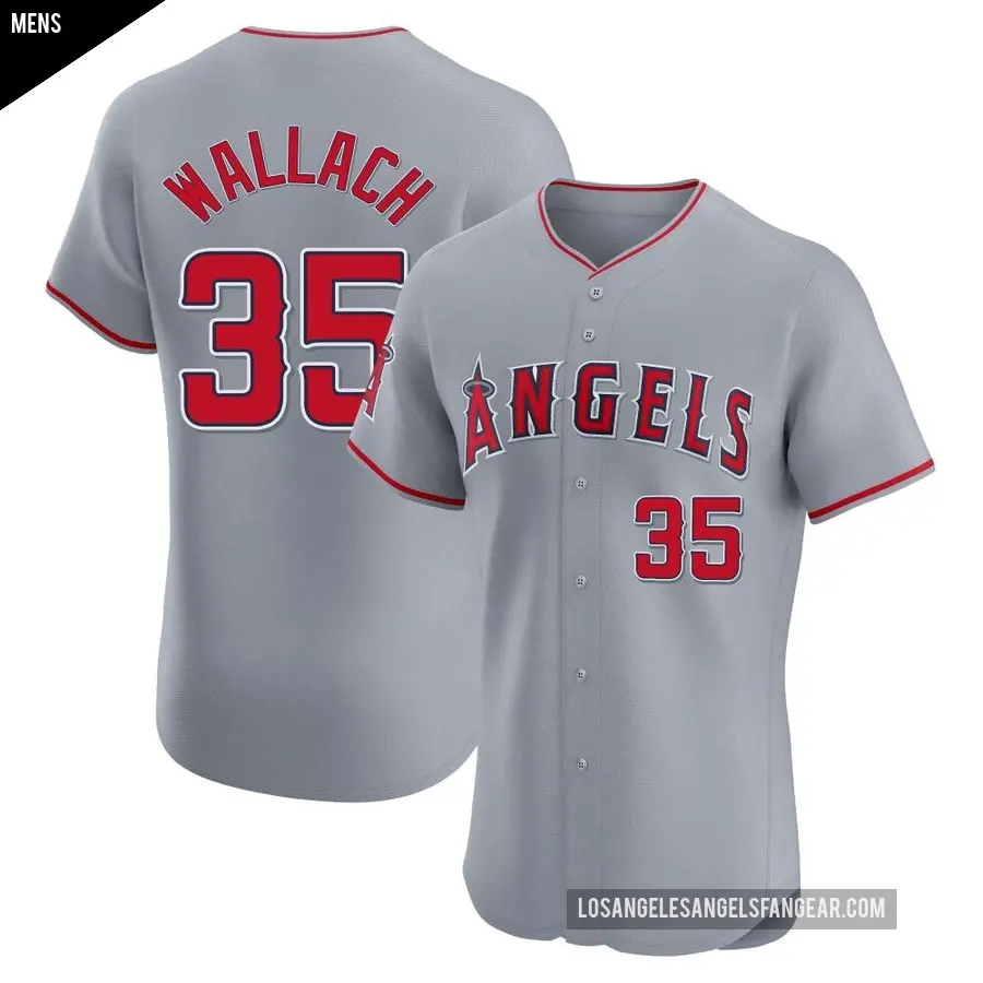 Men's Los Angeles Angels ＃35 Chad Wallach Elite Gray Road Jersey