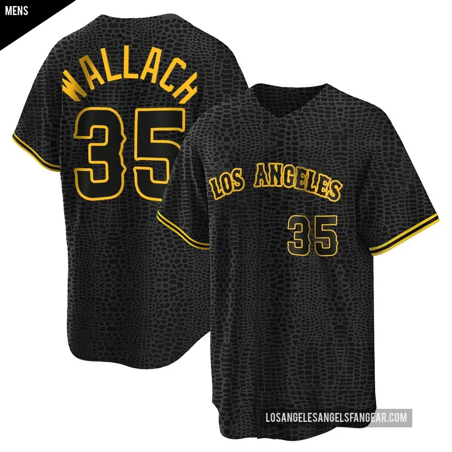 Men's Los Angeles Angels ＃35 Chad Wallach Replica Black Snake Skin City Jersey