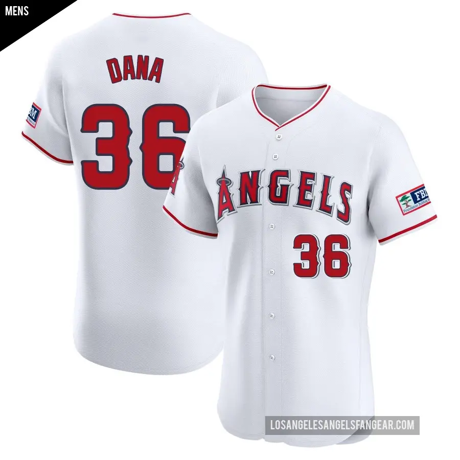 Men's Los Angeles Angels ＃36 Caden Dana Elite White Home Patch Jersey