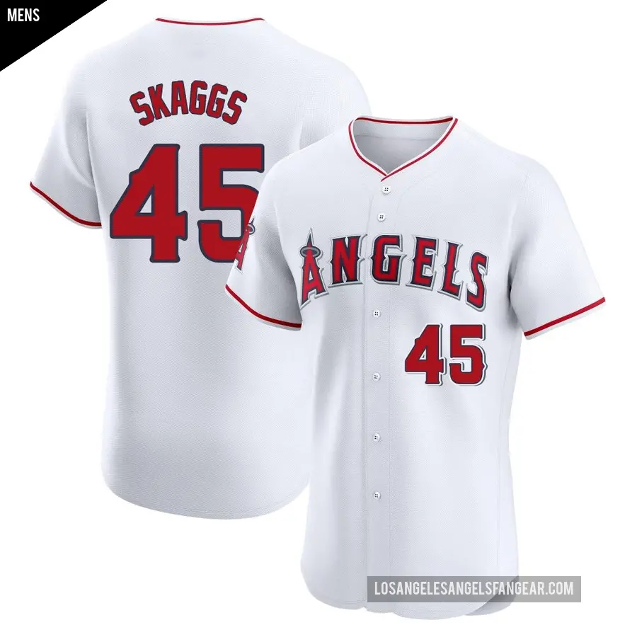 Men's Los Angeles Angels ＃45 Tyler Skaggs Elite White Home Jersey