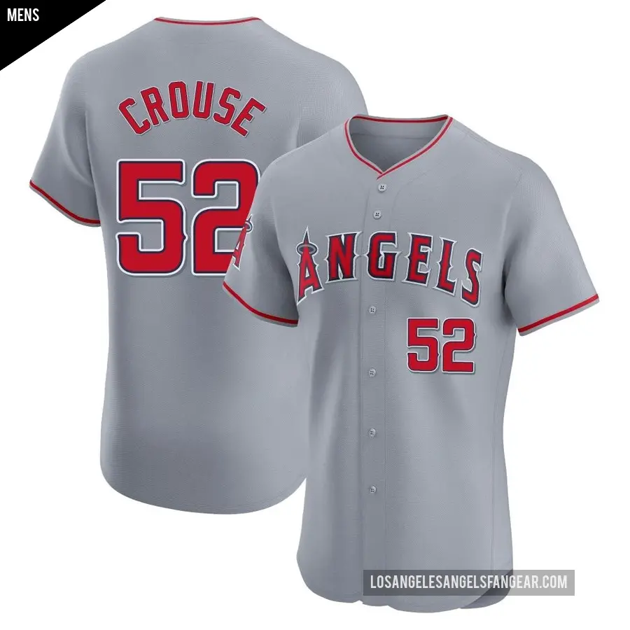 Men's Los Angeles Angels ＃52 Hans Crouse Elite Gray Road Jersey