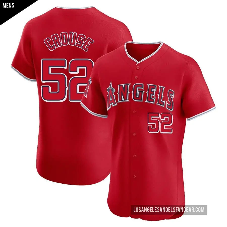 Men's Los Angeles Angels ＃52 Hans Crouse Elite Red Alternate Jersey