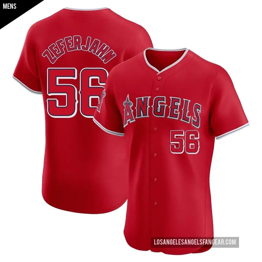Men's Los Angeles Angels ＃56 Ryan Zeferjahn Elite Red Alternate Jersey
