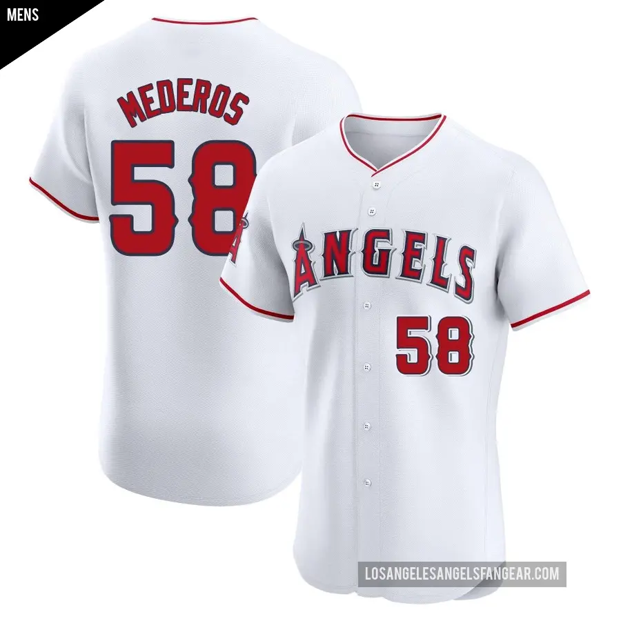 Men's Los Angeles Angels ＃58 Victor Mederos Elite White Home Jersey