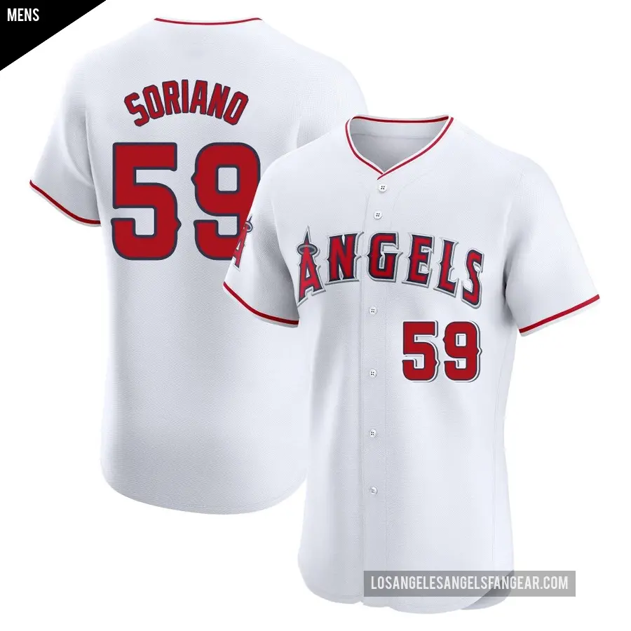 Men's Los Angeles Angels ＃59 Jose Soriano Elite White Home Jersey