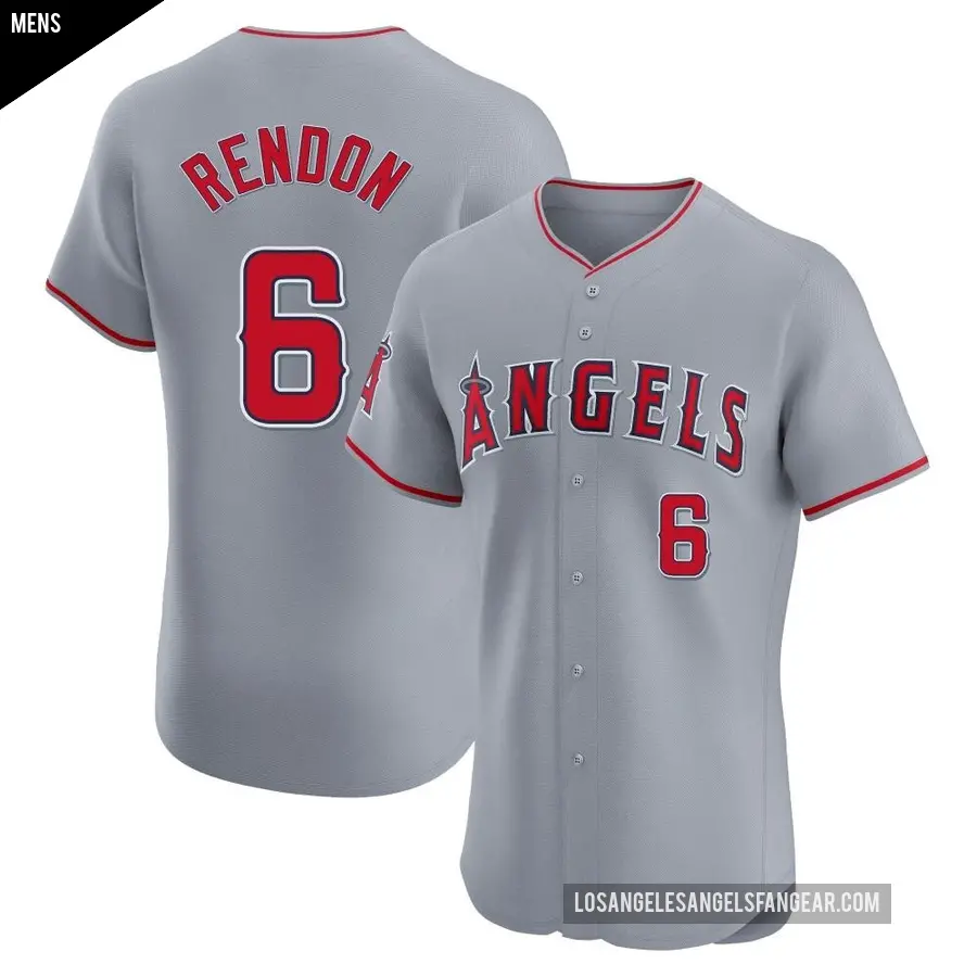 Men's Los Angeles Angels ＃6 Anthony Rendon Elite Gray Road Jersey