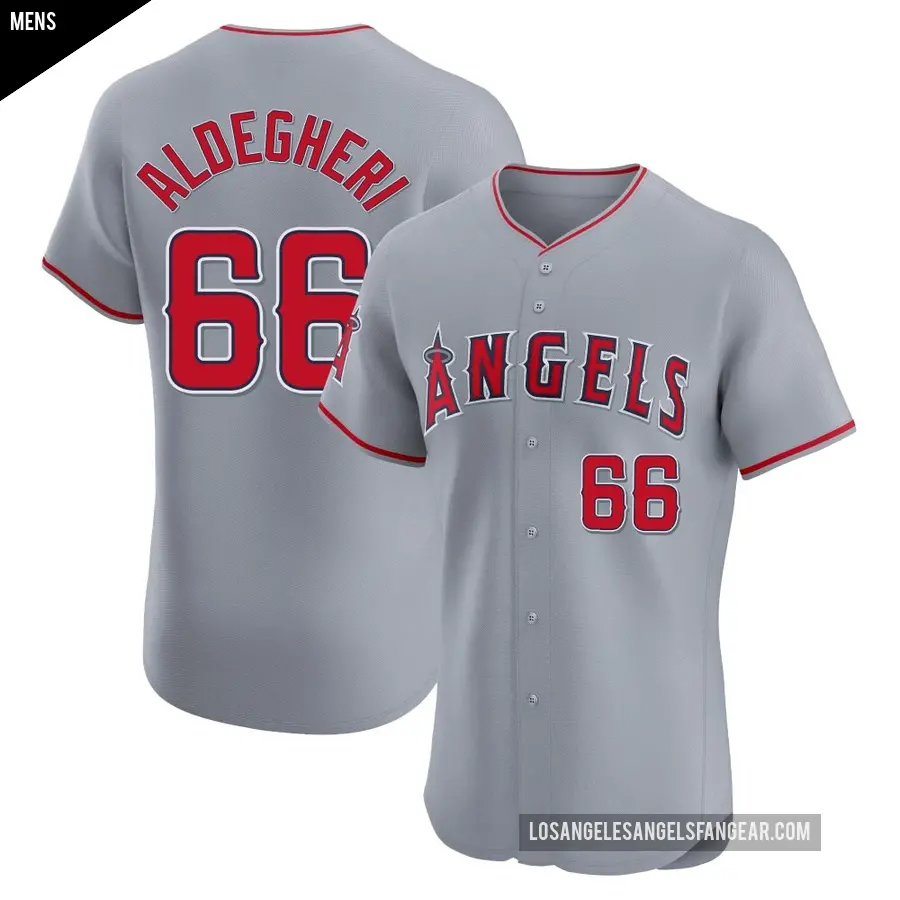 Men's Los Angeles Angels ＃66 Samuel Aldegheri Elite Gray Road Jersey
