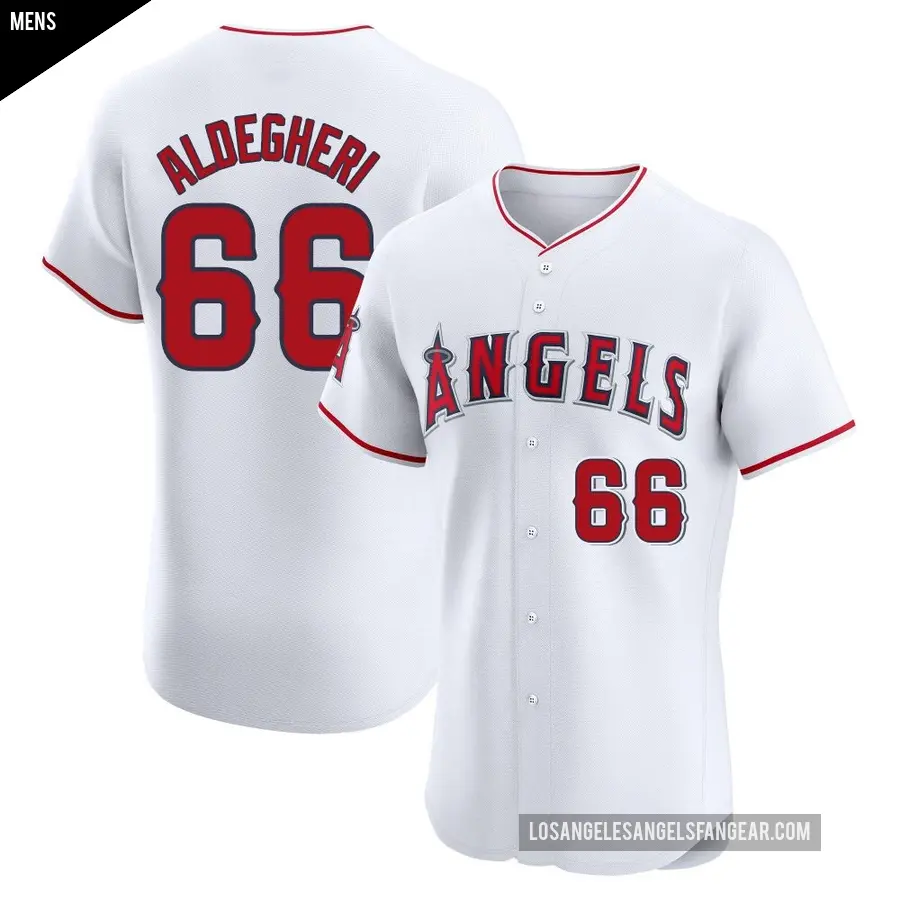 Men's Los Angeles Angels ＃66 Samuel Aldegheri Elite White Home Jersey