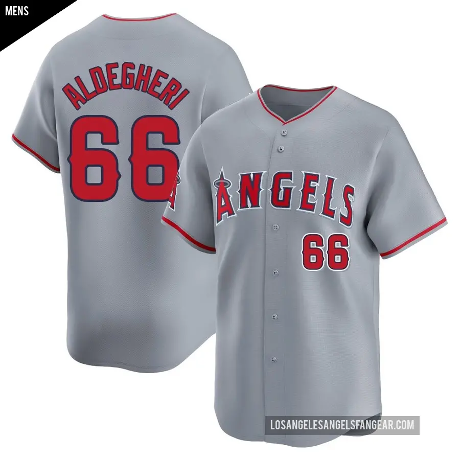 Men's Los Angeles Angels ＃66 Samuel Aldegheri Limited Gray Away Jersey