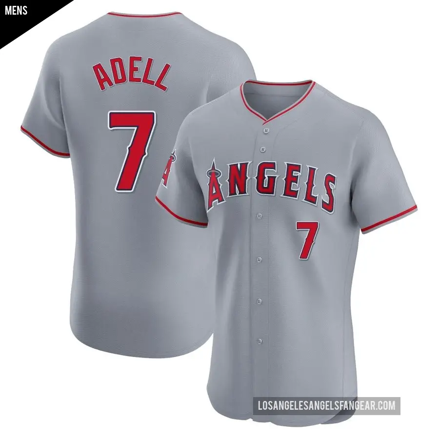 Men's Los Angeles Angels ＃7 Jo Adell Elite Gray Road Jersey