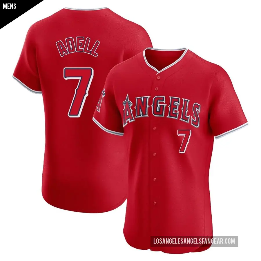 Men's Los Angeles Angels ＃7 Jo Adell Elite Red Alternate Jersey