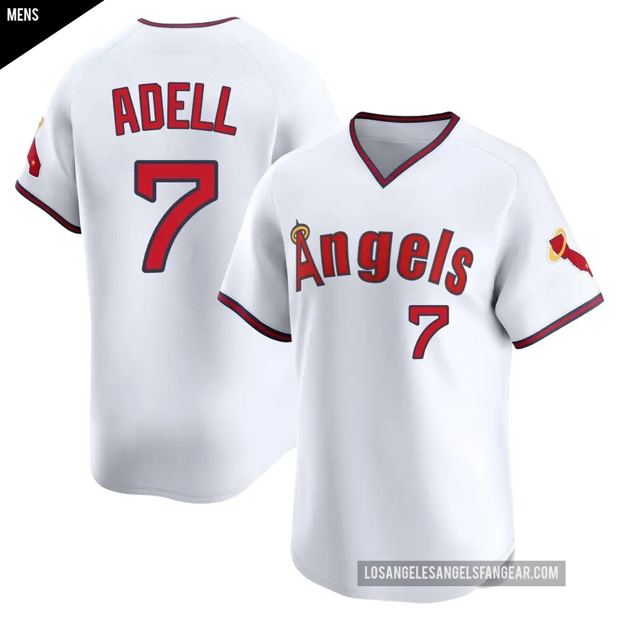 Men's Los Angeles Angels ＃7 Jo Adell Limited White Alternate 2 Jersey