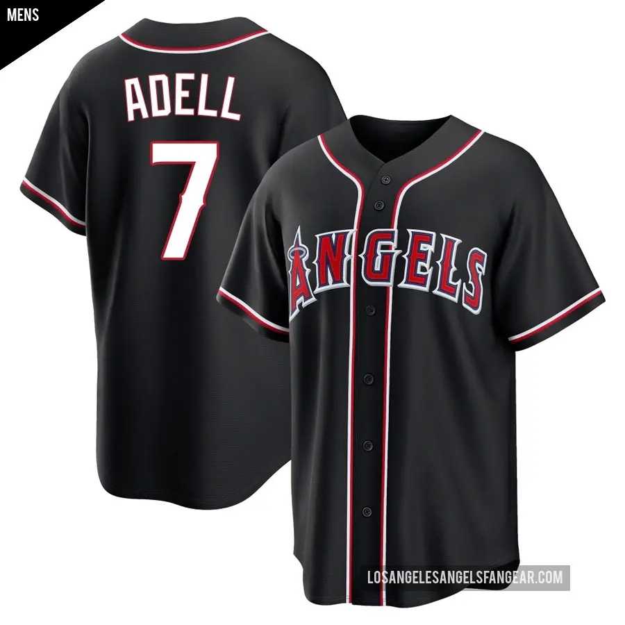 Men's Los Angeles Angels ＃7 Jo Adell Replica Black Fashion Out Jersey