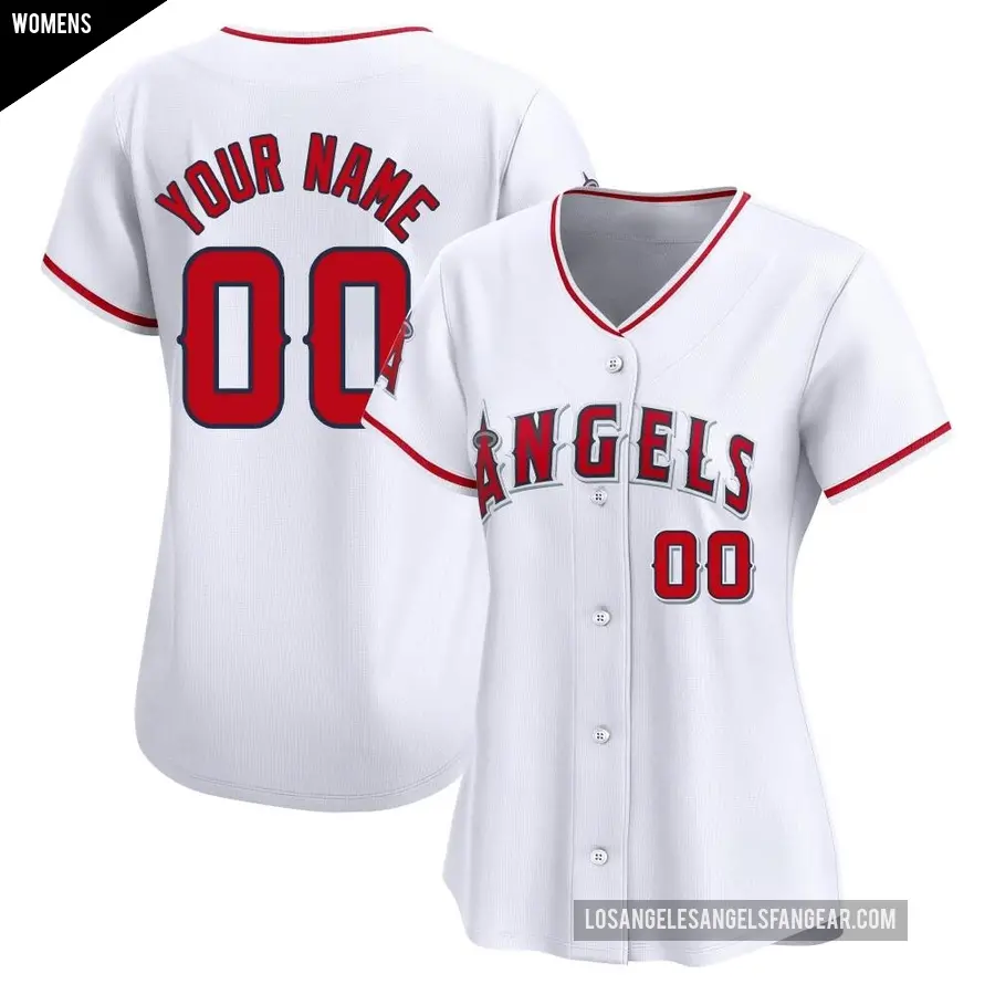 Women's Los Angeles Angels ＃00 Custom Limited White Home Jersey