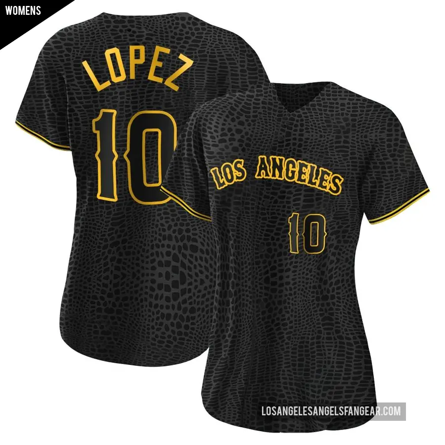 Women's Los Angeles Angels ＃10 Jack Lopez Replica Black Snake Skin City Jersey