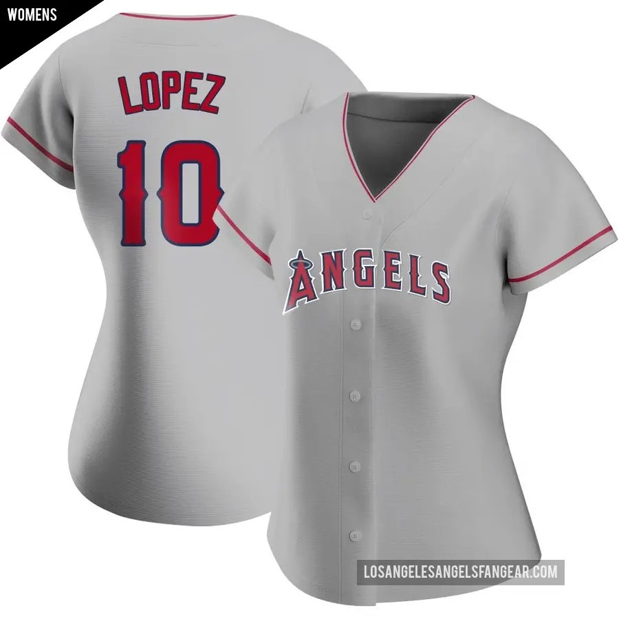 Women's Los Angeles Angels ＃10 Jack Lopez Replica Silver Road Jersey