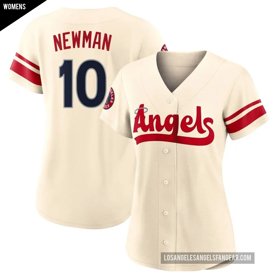 Women&#039;s Los Angeles Angels &#65283;10 Kevin Newman Authentic Cream 2022 City Connect Jersey