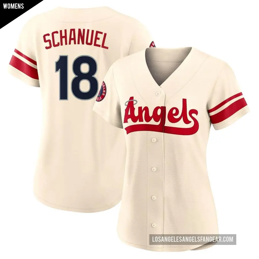Women's Los Angeles Angels ＃18 Nolan Schanuel Authentic Cream 2022 City Connect Jersey