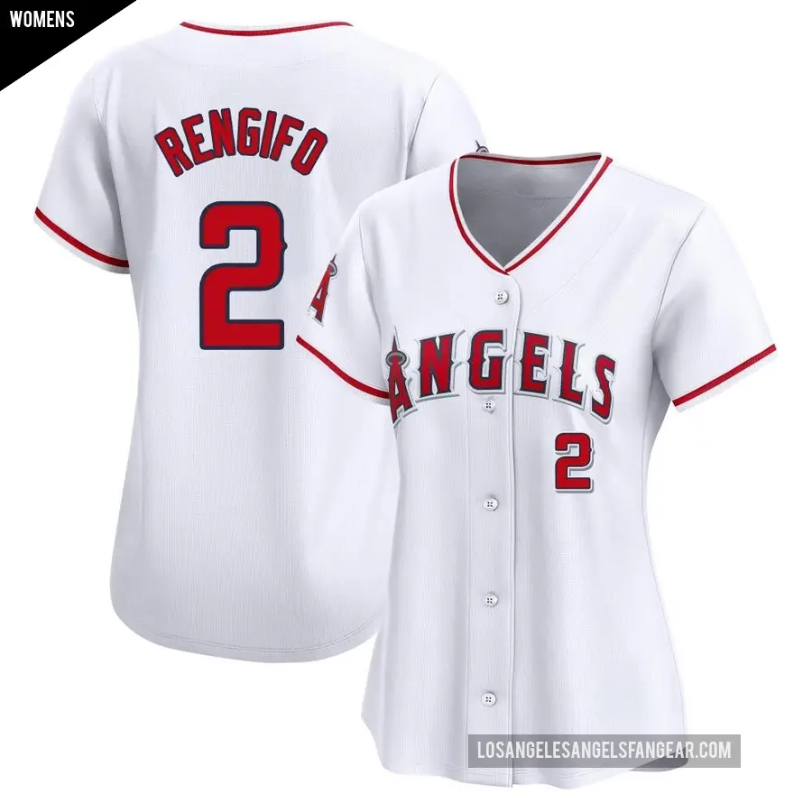 Women's Los Angeles Angels ＃2 Luis Rengifo Limited White Home Jersey