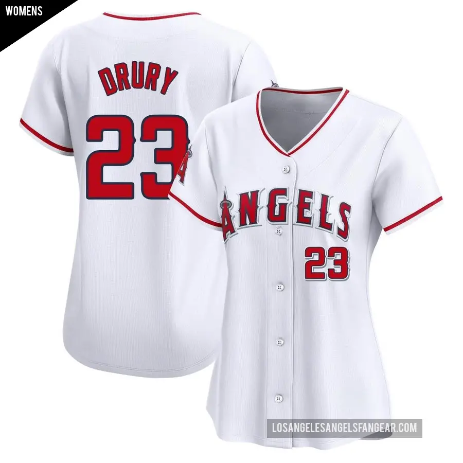 Women's Los Angeles Angels ＃23 Brandon Drury Limited White Home Jersey