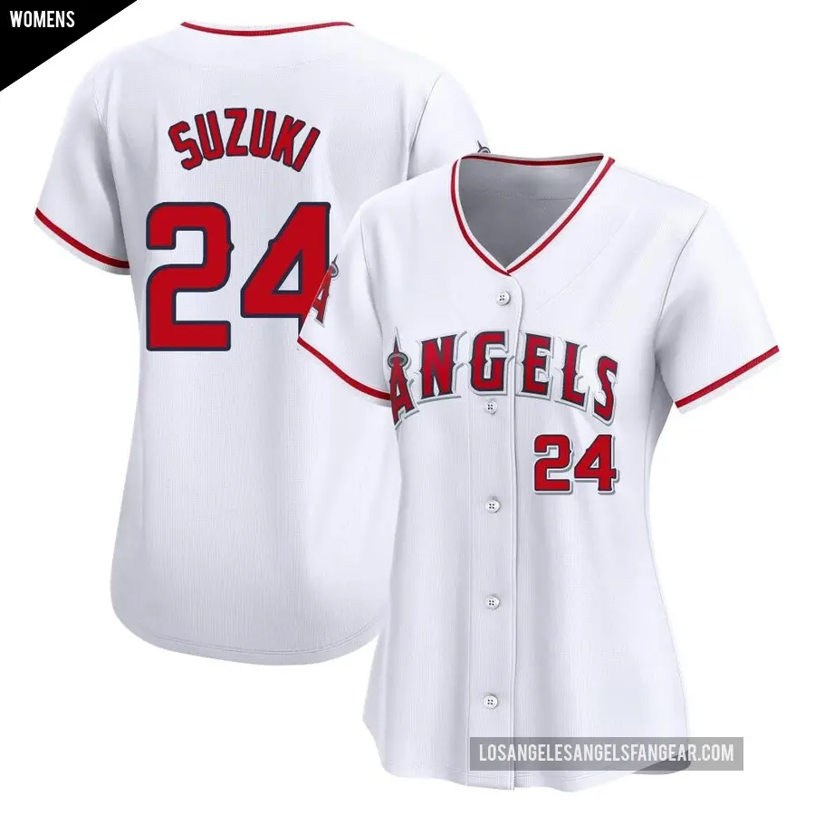 Women's Los Angeles Angels ＃24 Kurt Suzuki Limited White Home Jersey